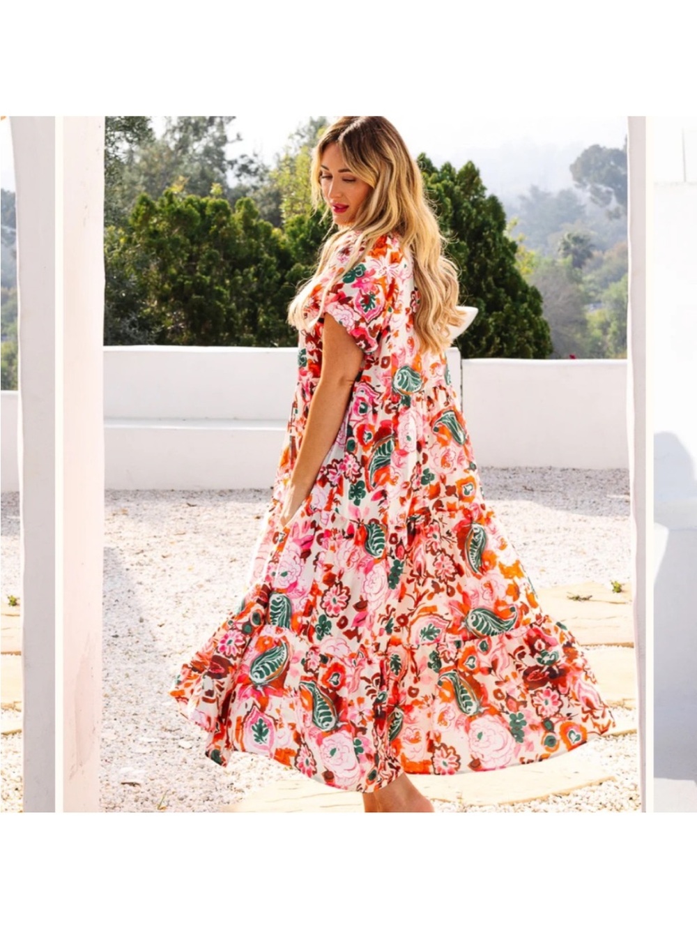 Ivy City Co Harvey Short Puff Sleeve Midi Floral Dress 2X